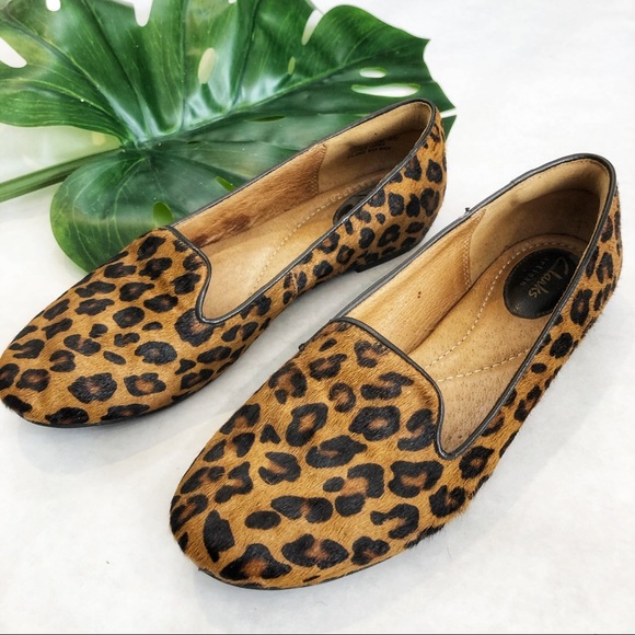 clarks leopard print loafers